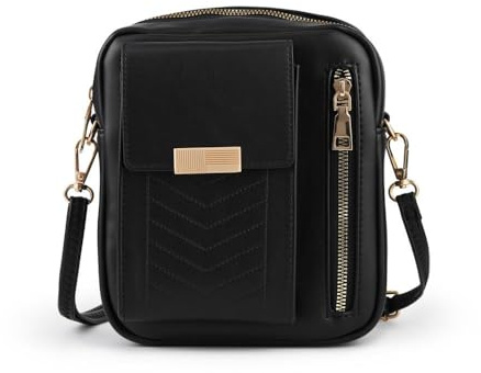 Pavers Womens Dual-Zip Mini Handbag Black Size One | All Year Round | Cross Body