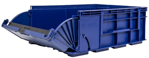 RODOPI 6X Lagerbox KLT Nachtblau Größe 4 – Eurobox Stapelbox Kunststoff 396x300x147 mm, freier Zugriff ohne Quersteg, 2-stufiger Klappmechanismus