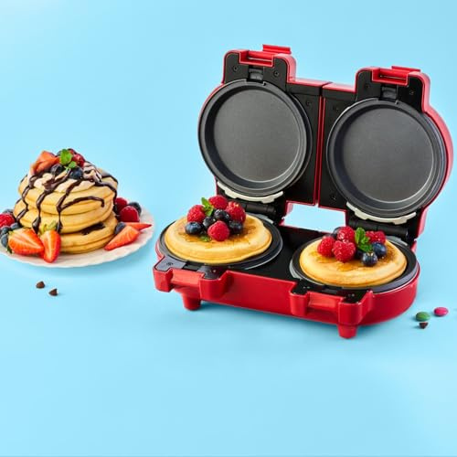 Heat & Eat 2-in-1 Waffle & Pancake Maker - Features: Easy Clean Detachable Non-stick Cooking Plates, Makes Perfect Pancakes Everytime, Two Plates To Cook 2 At A Time