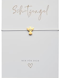 Briefzauber Schutzengel Armband mit Karte | schlicht & minimal Makramee mit Schutzengel Anhänger | Glücksbringer Prüfung, Schule, Abschied, usw. | Kleine Geschenke Freundin, Frauen & Mädchen