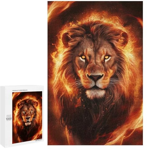 1000 PCS Puzzles Für Teenager Fiery Lion Puzzles Für Erwachsene Entspannungsspiele Wanddekoration Fördert Das Gehirntraining 1000 PCS