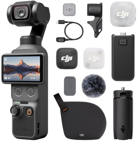 DJI Osmo Pocket 4 Vlog Combo, Pocket Gimbal Vlog Camera With Battery Handle & Mic Mini 2 TX, 1″ CMOS & 4K/240fps, 3-Axis Stabilization, 2× Lossless Zoom, 107GB Built-in Storage, 2 Rotatable Screen