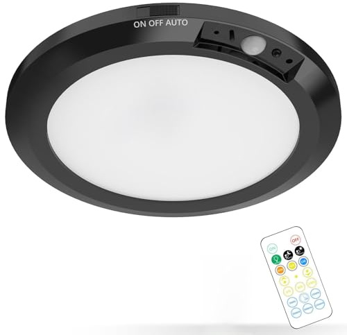 LED Ceiling Light Motion Sensor - 10000mAh Rechargeable Battery Operated, 400 Lumens Magnetic Mount Shower Light, 3 Color Temperatures Remote Control for Bathroom, Hallway, Porch, Stairs