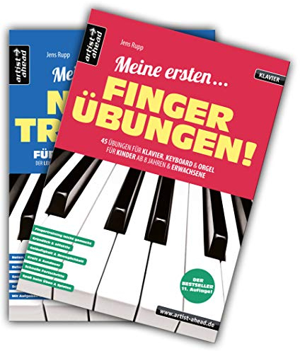 Meine ersten Fingerübungen & Mein erstes Notentraining im Set! Der leichte Einstieg für Kinder ab 8 Jahren & Erwachsene. Lehrbuch für Piano. Fingertraining. Klavierstücke. Klaviernoten.
