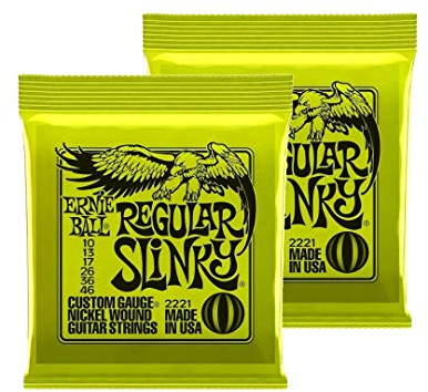 Ernie Ball 2221 Akustikgitarre Saiten, 10 - 46, Motiv „Regular Slinky“, 2er-Pack