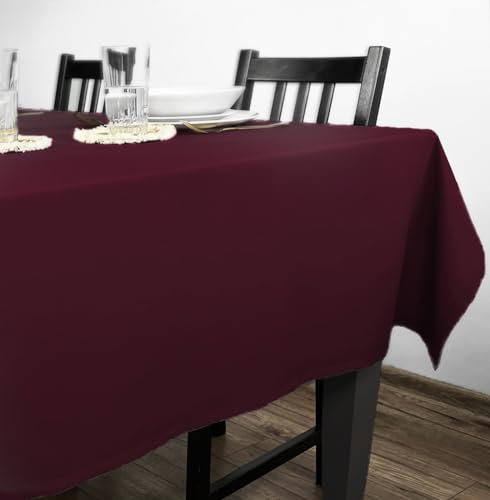 Rollmayer Tischdecke Tischtuch Tischwäsche Gastronomie Kollektion Vivid Uni einfarbig pflegeleicht waschbar 21 Farben zur Auswahl, Produkt für den täglichen Gebrauch(Weinrot 13, 120x160cm)