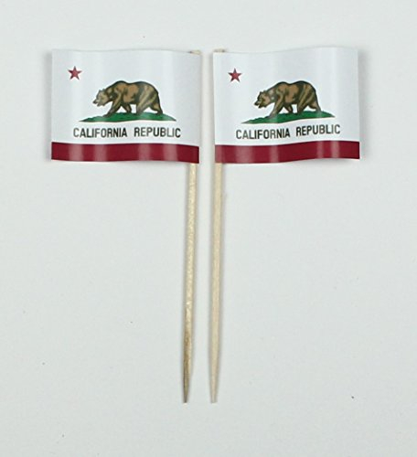Party-Picker Flagge Kalifornien California USA Bundesstaat Papierfähnchen in Spitzenqualität 50 Stück Beutel