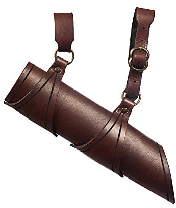 Andracor - Mittelalterlicher Schwerthalter - Echtleder Gürtel mit Schwertgehänge für Rechts- oder Linkshänder - Braun Schwarz Rot Grün - Zubehör LARP Mittelalter Wikinger & Cosplay