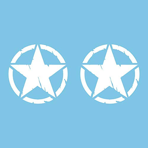 Autodomy Pack mit 2 Sticker Sterne | Militär Aufkleber Beständig gegen Regen und Sonne | Aufkleber für Auto 4x4 Offroad Geländewagen | Us Army Sticker (Weib, 10 cm)