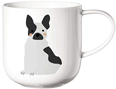 ASA Coppa French Bulldog Henkelbecher Fine Bone China Weiß 0,4l, Größe: 9,2cm x 9,5cm, 19446014