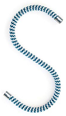 Peppermint Products Cord Hook | dünne Textil-S-KLEIDERHAKEN aus Seil mit Alu-Kappen | 5er Set (Ozeanblau)
