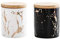 KINGBOO Lot de 2 bocaux de Rangement en céramique avec couvercles - pour thé, café et Sucre - hermétiques - Noir et Blanc