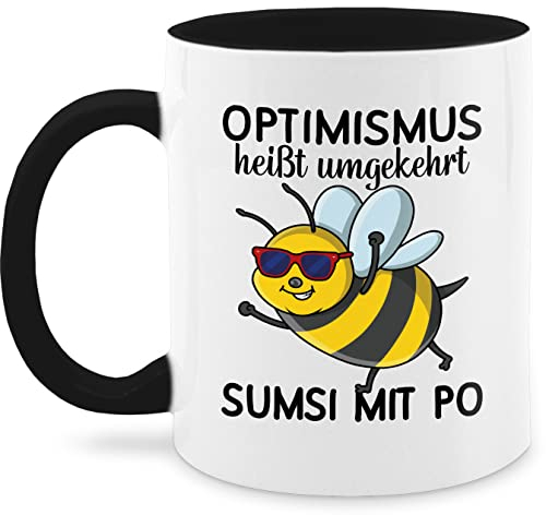 Tasse Tassen 325ml - Statement - Optimismus heißt umgekehrt Sumsi mit Po I Büro Arbeitskollegen - 325 ml - Schwarz - bienentasse kaffetassen sprüche statements bee kaffeetasse heisst umgedreht