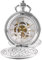 Tiong Double Hunter Mechanische Taschenuhr, luxuriös, silberfarben, für Herren und Damen, stilvoll, Retro, Taschenuhr, Handaufzug, Bräutigam, Trauzeugen, Hochzeit, Taschenuhr, Geschenk mit Box, Mec-a