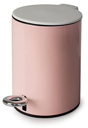 Blue Canyon Natura Donut Pedal Bin| Modern and Stylish Trash Can|3L Bin for Kitchen, Bathroom, Bedroom, Office| Anti-Fingerprint Outer Finish| Stainless Steel Rubbish Bin| Round Waste Bin| Pastel Pink