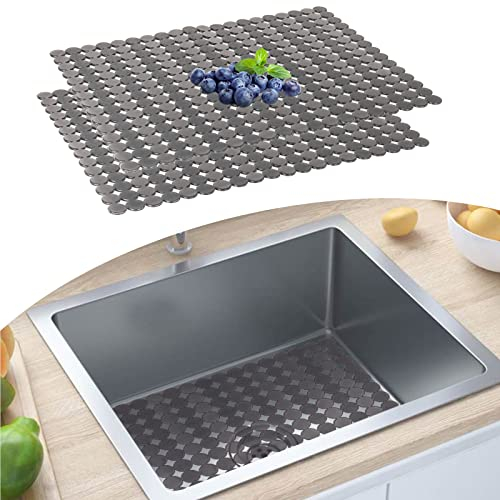 Protege Evier, Lot de 2 Tapis Evier Cuisine, 30x40cm Protege Evier Cuisine Tapis évier Décoratif, Protection Tapis D'évier Cuisine, D'évier Réglables antidérapant, Contre la Aaleté et les Rayures