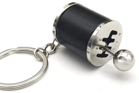 Stymart Llavero de palanca de cambios – 6 velocidades, mini llavero de palanca de cambios para coche, accesorio para llavero (negro)