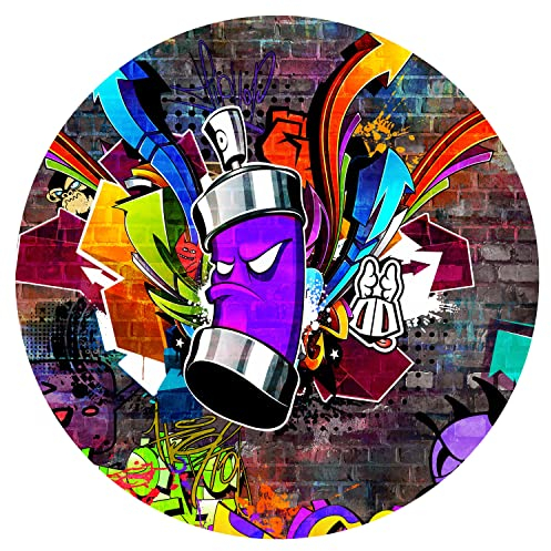 murando runde Fototapete selbstklebend Graffiti 125x125 cm Tapeten Wandtapete XXL Moderne Wanddeko Design Wand Dekoration Wohnzimmer Schlafzimmer Büro Flur Mural Ziegeloptik Streetart
