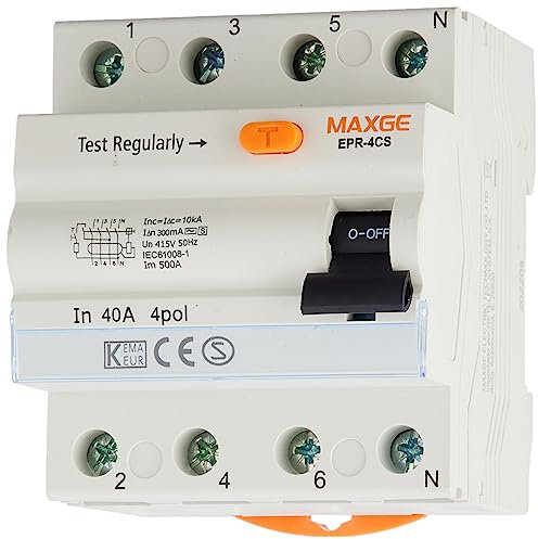 Retelec Diferencial Alpha+ Selectivo Industrial + Terciario. 4P, 40A, 300Ma. Clase Ac 10Ka