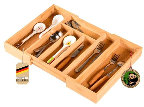 Floordirekt Besteckkasten für Schubladen, verstellbare Bambus Küchen Schubladen, Organizer, Größe 40 cm (Nevada)