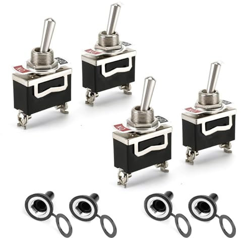 Conmutador de Palanca SPST, Conmutador de Palanca con Gorra Impermeable 10A/12V CC, 6A/24V CC, Interruptor de Palanca ON/Off 2 Posiciones 2 Pin, para Interruptores de Arduino Auto Truck Boat