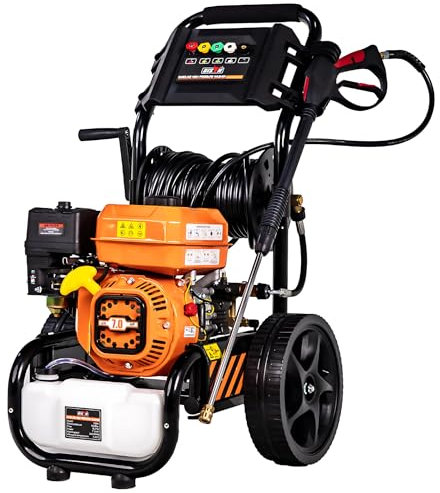 PowerWash UK 180 Bar Petrol Pressure Washer - 7HP 196cc, 9LPM, 2900 PSI Max - Powerful High-Pressure Cleaner for Cars, Patios, Driveways, Fences, Walls & Commercial Properties
