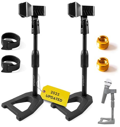 Simplurfi Mikrofonständer mit Mikrofon-Clip, Desktop, verstellbarer Tisch-Mikrofonständer, 1,6 cm auf 0,95 cm Metalladapter, schwere Basis, für Blue Yeti Snowball Spark Fifine K669 AT2020 Shure SM58