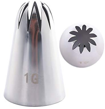 Large Icing Nozzles, Stainless Steel #1B#1C#1E#1G Piping Nozzle, Cake Cupcake Decorating Tools for Pastry(1G)