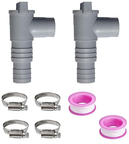 LNGJIN 1Paar Pool Ventil 32mmm,Pool Schlauchadapter Absperrventil,PVC Rohr Wartungs Pool,Pool Ventil absperrventil,Absperrhahn Pools,Wartungshahn/Absperrhahn für Pools Mit 4 Schlauchschellen 22-44mm
