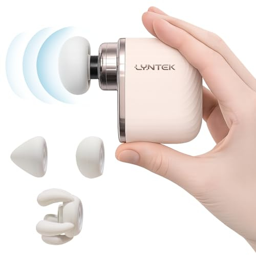 Lyntek Mini Massage Gun - Portable Pocket Massage Gun for Gym, Travel | Small Handheld Muscle Massager with Percussion Deep Tissue, 5 Adjustable Vibration Frequency & 3 Interchangeable Heads