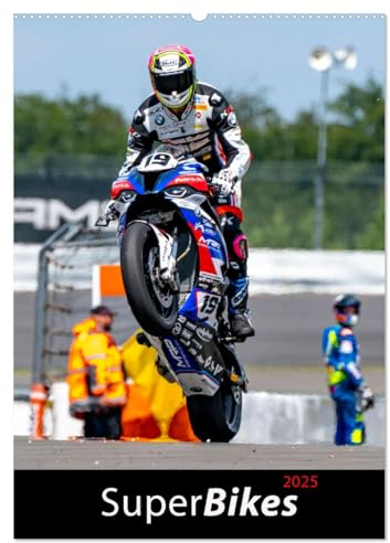 SuperBikes (Wandkalender 2025 DIN A2 hoch), CALVENDO Monatskalender: Spektakuläre Rennszenen in der Königsklasse der seriennahen Sportmotorräder (CALVENDO Sport)