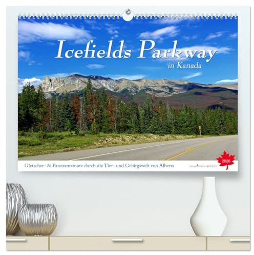 Icefields Parkway in Kanada (hochwertiger Premium Wandkalender 2026 DIN A2 quer), Kunstdruck in Hochglanz: Fahrt auf einer der schönsten Fernstraße ... Herzen der Rocky Mountains (CALVENDO Natur)