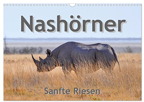 Nashörner - Sanfte Riesen (Wandkalender 2026 DIN A3 quer), CALVENDO Monatskalender: Brilliante Fotos dieser faszinierenden und ruhigen Wildtiere (CALVENDO Tiere)