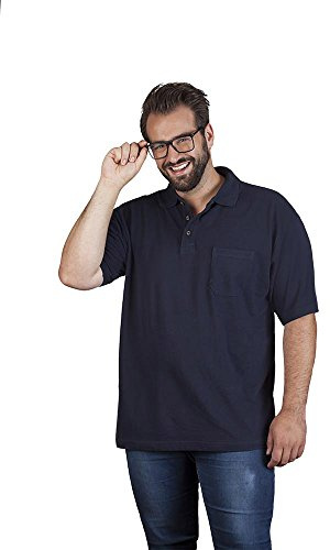 Heavy Poloshirt mit Brusttasche Plus Size Herren, Marineblau, 4XL