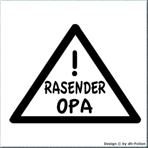 cartattoo4you® AK-01481 | RASENDER Opa | Autoaufkleber Aufkleber Spaß, Farbe schwarz, in 24 Farben erhältlich, 13 x 10 cm Waschstrassenfest