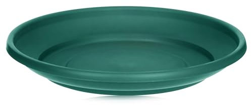 WINSOME Plant Pot Saucer - Heavy Duty Round Plastic Plant Pots Drip Base Tray Indoor & Outdoor Garden Ornament Accessories (Forest Green, 32cm Dia X 5cm Deep)