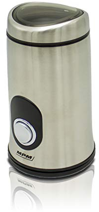 MPM MMK-02M Moulin à Café Électrique, Graines, Épices et Noix, Double Lame en Acier Inoxydable, Vitesse de Mouture 115g/min, Capacité 50g, Acier INOX., 150W