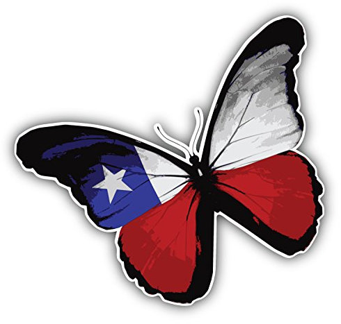 postwalldecor Chile Flag Butterfly Hochwertigen Auto-Autoaufkleber 12 x 12 cm