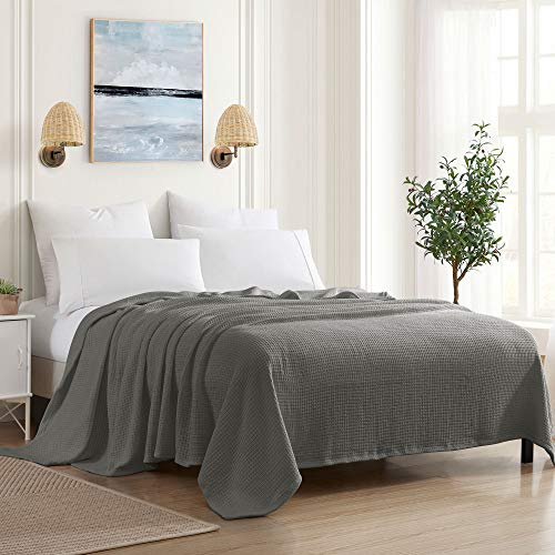 Sweet Home Collection Luxuriöse Decke aus 100% feiner Baumwolle, Korbgeflecht, dunkelgrau, Kingsize-Bett (1 Stück)