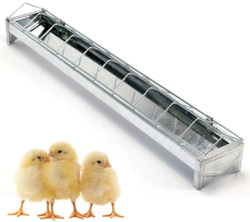 Futter Trog Metall Freß Loch Gitter Küken Behälter Rinne verzinkt Geflügel 30 50 (50 cm, Gitter)