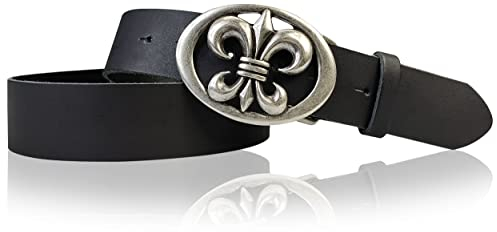 FRONHOFER Damen Ledergürtel 4 cm mit Lilien Gürtelschnalle, französische Lilie, echt Leder, 18168