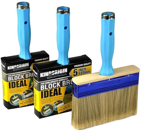 KingOrigin Deck Stain Brush, 3 Pack Thick Paint Brushes (4, 5, 6) for Faster Coverage, Compatible with Most Extension Poles, Stain Brushes for Wood, Deck, Walls, Fence and House