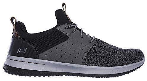Skechers Men's Delson Camben Trainers, Black Gray Mesh W Synthetic, 6.5 UK