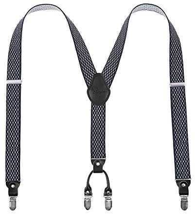 Lafayon Hosenträger Herren mit 4 Clips, Y-Back 3,5 cm Breit Hosenträger Heavy Duty Verstellbar und Elastisch mit Starken Metallclips