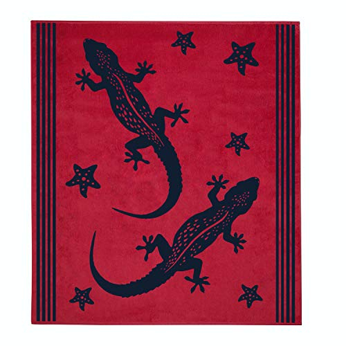 Delindo Lifestyle® Toalla de Playa Tropical GECO Rojo XXL, 100% algodón, Hecho de algodón Egipcio, 180x200 cm Grandes