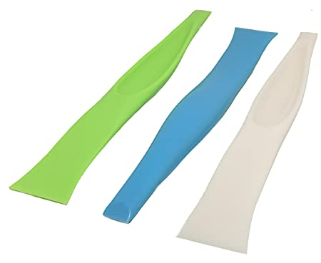 BestWayKitchen Cleaning Super Scraper Spatula Plastic Tool 3pcs Set Stains Label Gums Remover Scratch Free/Blue Green White/Kitchen Household DIY Multipurpose Spatula BestWayDigital