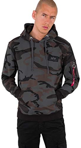ALPHA INDUSTRIES Herren Back Print Hoody Kapuzensweat Kapuzenpullover, Black Camo, 3XL