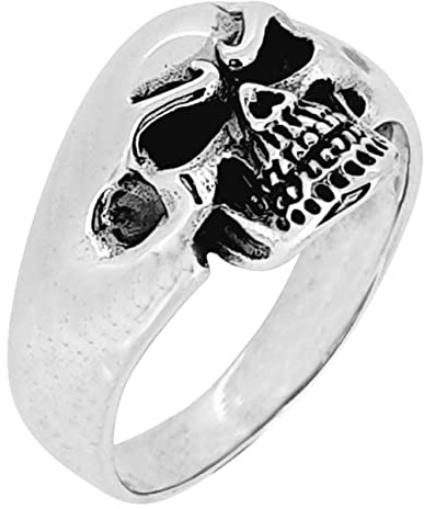 TreasureBay Massiver Totenkopf-Ring aus 925er Sterlingsilber für Herren