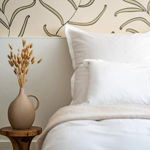 Amqua Mako Satin Bettwäsche Set 135x200cm + Kissenbezug 40x80cm, 100% ägyptische Baumwolle (Zertifiziert), weiß