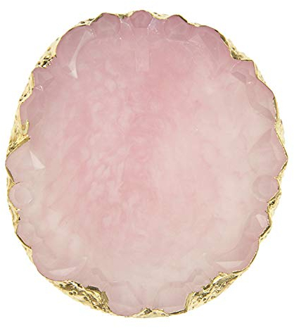 Plateau à bijoux en résine marbrée avec bords dorés pour nail art, décoration d'intérieur, cadeau de mariage, de Saint-Valentin pour femmes et filles, rose